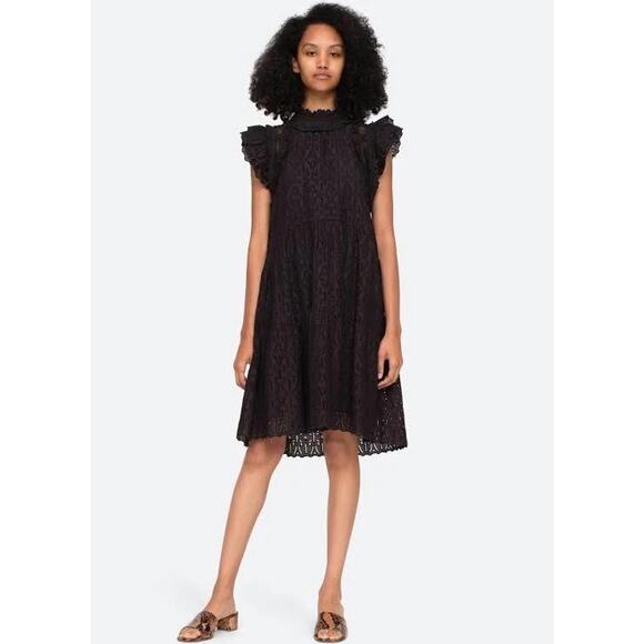 Sea New York Dresses & Skirts - Sea New York Black Ingrid Eyelet Lace Midi Dress, Classic, Coastal, Preppy, 12